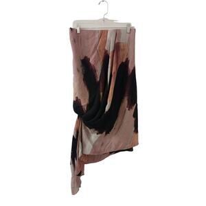 Rachel Roy Skirt Sz 2 PINK BLACK ARTSY Assymetrical Exotic Lined Vintage Sassy